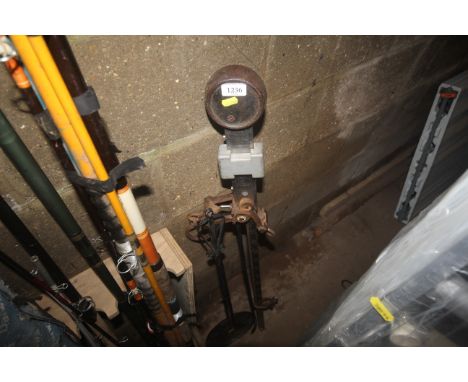 A steelyard hanging scales and two fire place tools
