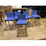 (10qty) Andreu World Lineal Comfort Counter Stools, Blue Fabric
