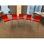 (5qty) Andreu World Lineal Comfort Stools Red
