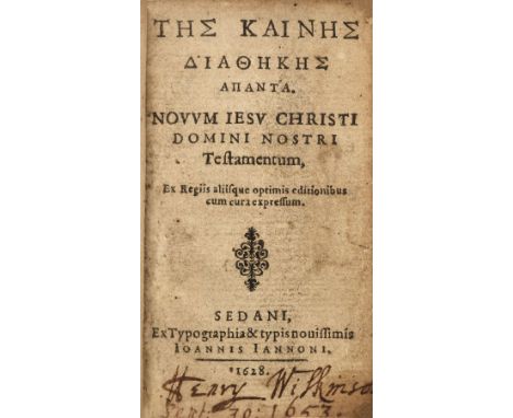 New Testament [Greek]. T?s kain?s diath?k?s apanta. Novum Jesu Christi Domini Nostri Testamentum, Ex Regiis aliisque optimis 