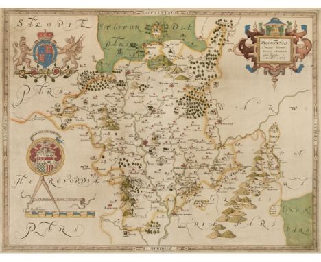 Worcestershire. Saxton (Christopher), Wigorniensis Comitatus Sabrinae Fluminis Amoenitate ni signis descriptio An Dm 1577, [1