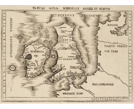 British Isles. Waldseemuller (Martin), Tabula Nova Hibernie Anglie et Scotie, Strasbourg: 1513, uncoloured woodblock map on l