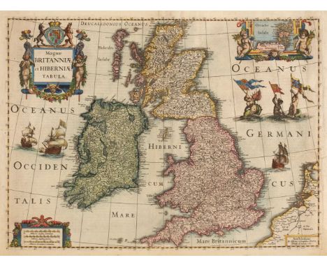 British Isles. Jansson (Jan &amp; Hondius Henricus), Magnae Britanniae et Hiberniae Tabula, [1631 or later], hand-coloured en