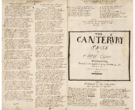 * Chaucer (Geoffrey, c. 1343-1400). An early manuscript copy of extracts from a John Stow edition of the Works of Chaucer, [1