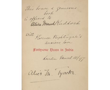 Nightingale (Florence, 1820-1910). Forty-One Years in India, by Frederick Sleigh Roberts, 2 volumes, London: Richard Bentley 