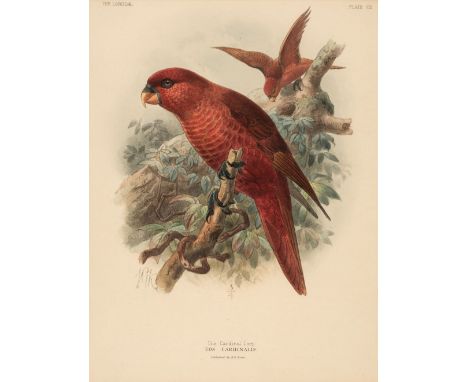 * Mivart (St. George Jackson, 1827-1900). Four lithographs of Lories: The Cardinal Lory, The Red Lory, The Plain Lory &amp; T