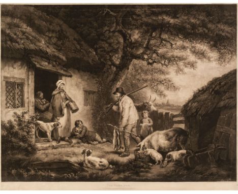 * Morland (George). A collection of 35 engravings, late 18th &amp; early 19th-century, mezzotints, including 7 with hand colo