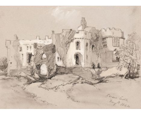 * Harding (James Duffield, 1797-1863). Carew Castle, August 1844, pencil and white body colour on grey wove paper, laid onto 