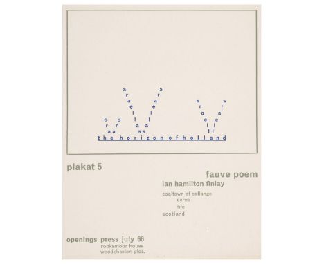 Openings Press. Plakat, numbers 1-7, 9-10 (of 10), Woodchester: Openings Press, 1964-68, a near-complete set printed broadsid