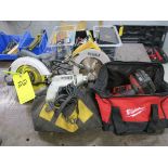 LOT OF (2) CIRCULAR HAND SAWS, IMPACT WRENCH, HAND DRILL, JIGSAW