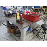 48" X 75" HEAVY DUTY STEEL TABLE WITH RIGID PIPE VISE, 6-1/2" SWIVEL BENCH VISE