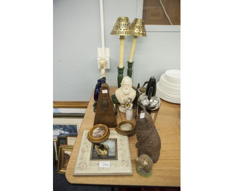 MAELZEL, EARLY TWENTIETH CENTURY OAK CASED METRONOME,  of typical form (working), and  HOUSEHOLD SUNDRIES VARIOUS, INCLUDING;