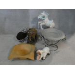 A miscellaneous collection of six items to inlclude a glass comport, turned bowl and various