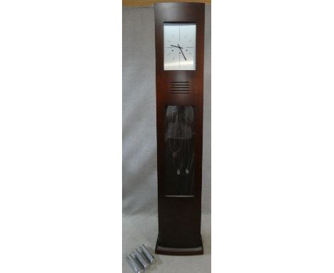 A contemporary Art Deco style longcase clock by Kieninger with eight day movement, pendulum and three weights. H.190 W.40 D.2