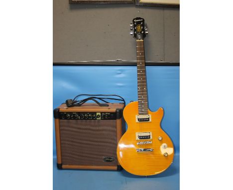 A EPIPHONE ELECTRIC GUITAR TOGETHER WITH A STAGG AMPLIFIER