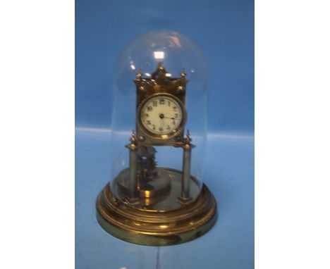 A BLACK DOMED MANTEL CLOCK, NO MAKER'S MARK, H 30 CM