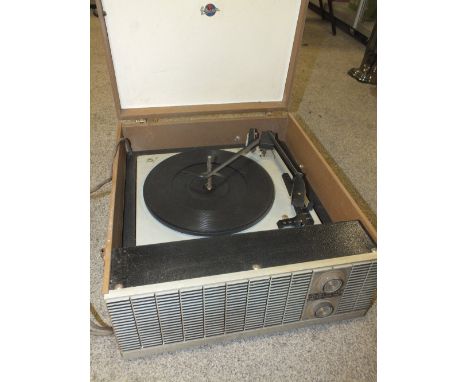 A VINTAGE MARCONIPHONE PORTABLE RECORD PLAYER 