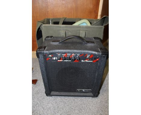 A SKYTRONIC GUITAR AMPLIFIER AND CARRY CASE
