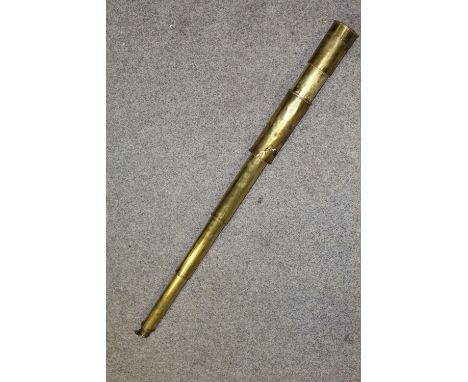 A LARGE VINTAGE BRASS TELESCOPE 