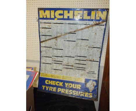 A VINTAGE MICHELIN TYRE PRESSURE SIGN