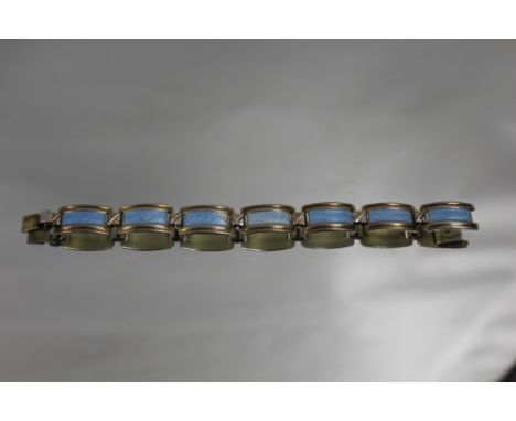 AN ART DECO STYLE SILVER AND ENAMEL LADIES BRACELET 