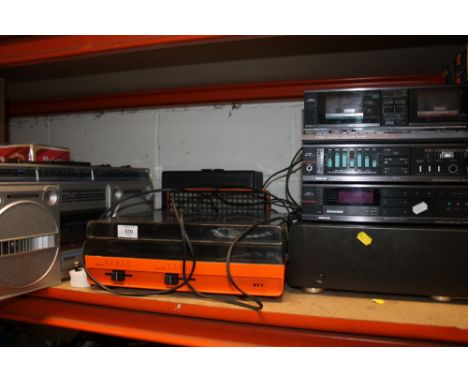 ELECTRICALS TO INCLUDE AN AIWA STACKING STEREO, BAZIN RECORD PLAYER ETC