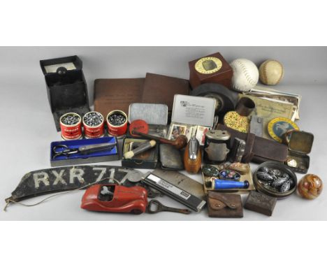 A large collection of assorted items, including numerous lighters, a hallmarked silver thimble, a Durenth Rifle and Pistol cl