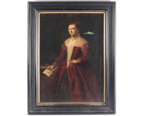 19th century school, a portrait of 'A Venetian Lady', oil on canvas, label verso attributing it to 'HRH Crown Prince Frederic