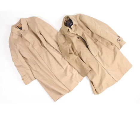 A Vintage Burberrys of London classic beige full-length raincoat, size 52 regular, with Raglan shoulders and storm flap butto