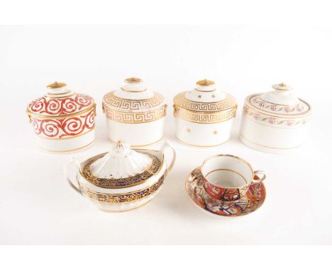 Five English porcelain sucriers and covers, late 18th/early 19yth century, to include factories Spode &amp; New Hall, togethe