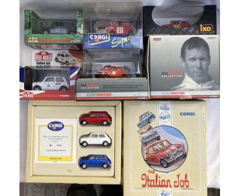 Diecast: A collection of Corgi Mini car models to include Rally Cars and Italian Job cars:&nbsp;Colin McRae from the tribute 