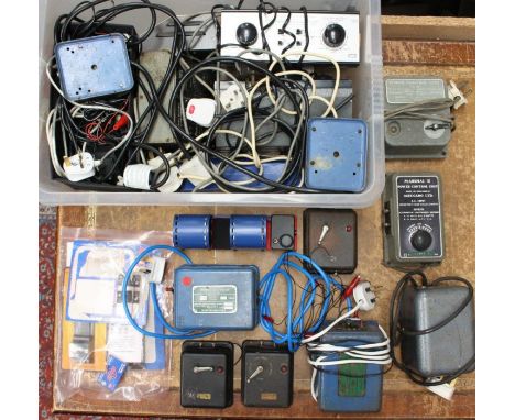 Model Railway: A collection of assorted model railway controllers, including Meccano, Hornby, Duette and others. Untested for