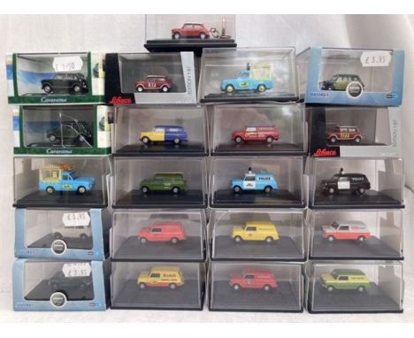 Diecast: A collection of 20 1:76 scale models Mini cars and vans. All in Perspex boxes.&nbsp;Please study pictures.