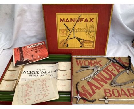 Collectables: A vintage Manufax construction set, 1940/50’s. Very rare set in superb unused condition. Tools still strung to 