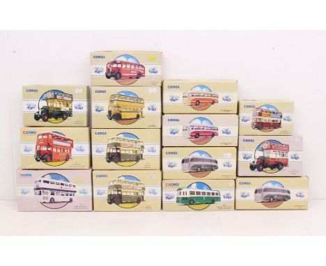 Corgi: A collection of assorted boxed Corgi Classics to include examples of Public Transport and Commercials. Appear in good 