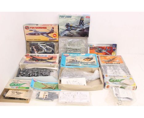 Model Kits: A collection of nine assorted boxed model aircraft kits to include: Airfix, Academy, Novo and others. One Revell 