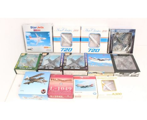 Diecast: A collection of fourteen assorted diecast aircraft vehicles to include: StarJets, Easy Model, Northwest and others. 