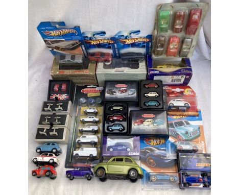 Diecast: A collection to include Corgi Trackside Mini cars, Hot Wheels, Polistil Fiat 500, etc.&nbsp;Please study pictures&nb