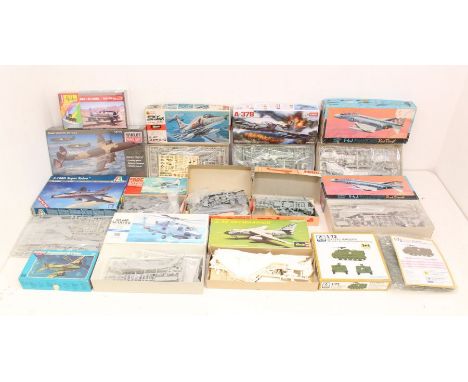 Model Kits: A collection of fourteen assorted model kits to include: Minicraft, Hasegawa, Novo, Heller and others. Three seal