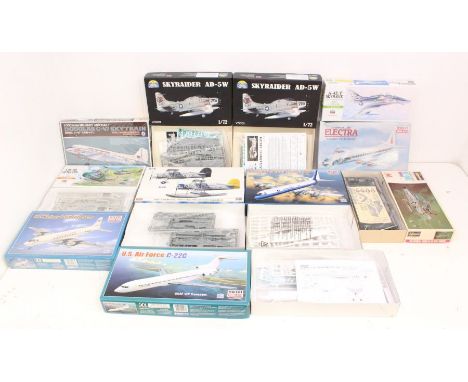 Model Kits: A collection of eleven unmade assorted model kits to include: Hasegawa, Minicraft, and others. Four sealed. Appea