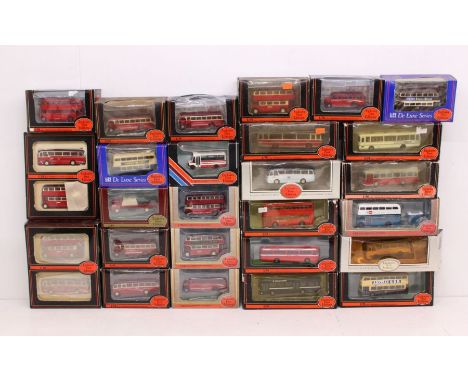 Exclusive First Editions: A collection of assorted boxed EFE model buses of varying livery. Contents appear in good condition