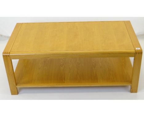 ERCOL 'BOSCO' BLOND OAK COFFEE TABLE, model no. 1387, 115 x 60cms