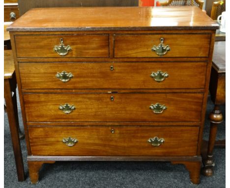 REGENCY MAHOGANY CHEST, reeded top above two short and three graduated long drawers, high bracket feetHeight - 95cm'sWidth - 