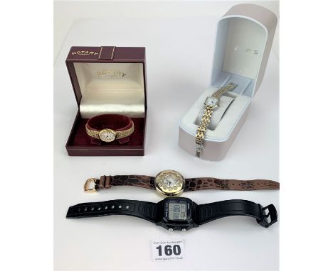 Rotary ladies watch in original box, Lorus ladies watch in original box,  Girard de Reaumont watch &amp; Casio digital watch