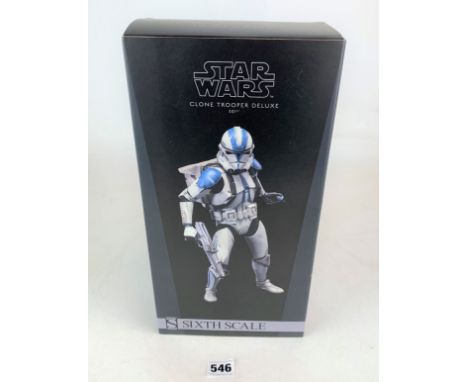 Sideshow Star Wars figure - Clone Trooper Deluxe 501st, Sixth Scale in box