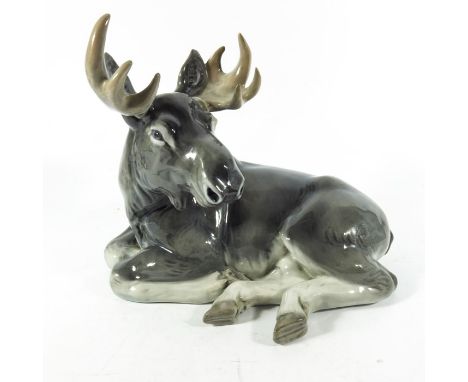 A Royal Copenhagen figure of a Moose, model 2813, 22cm high