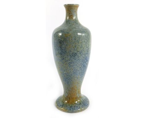 A Ruskin crystalline lamp base, 1927, footed shouldered form, impressed marks, 31cm high