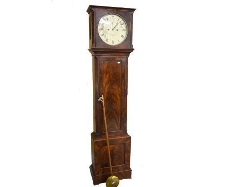 An early 19th century mahogany longcase clock by Thwaites &amp; Reed, London, the 12 inch silvered round dial in a flame vene