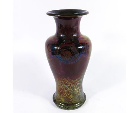 Gladys Rodgers for Pilkington, a Royal Lancastrian lustre vase, circa 1925, inverse baluster form with everted rim, decorated