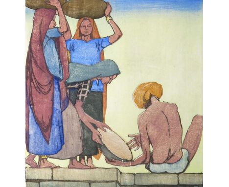 Mabel Royds (1874-1941), House Tops (M.B. 21), coloured woodblock print, signed and titled, 23cm x 22cm